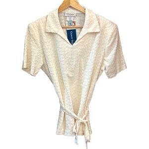 Vintage 90 Deadstock Graver Studio Textured Wrap Top Coastal Grandmother Regency